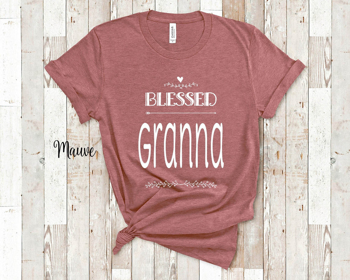Blessed Granna Grandma Tshirt, Long Sleeve Shirt and Sweatshirt Special Grandmother Gift Idea for Mother's Day, Birthday, Christmas or Pregnancy Reveal Announcement