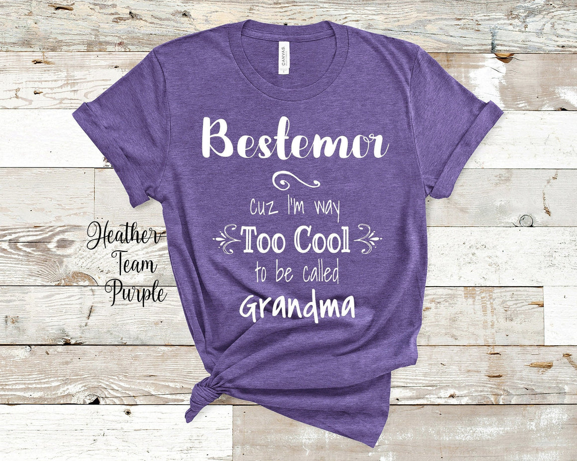 Too Cool Bestemor Grandma Tshirt Norwegian Grandmother Gift Idea for Mother's Day, Birthday, Christmas or Pregnancy Reveal Announcement