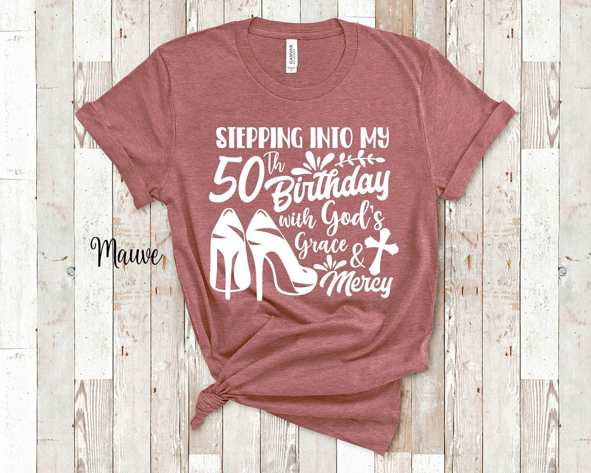 Stepping Into My 50th Birthday Funny 50th Tshirt for Women - Unique Fiftieth Bday Gift Idea for Woman Friend Daughter or Mother