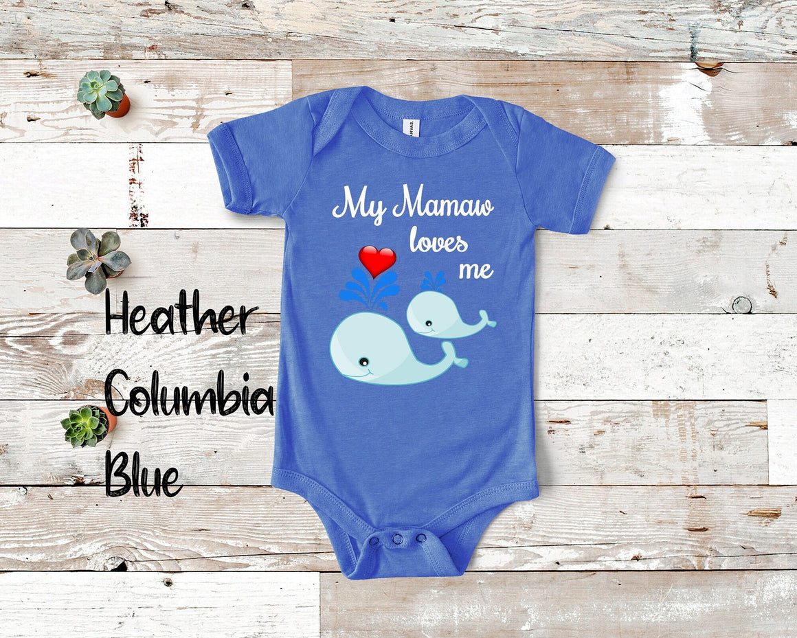 Mamaw Loves Me Cute Whale Baby Bodysuit, Tshirt or Toddler Shirt Special Grandmother Gift or Pregnancy Reveal Announcement