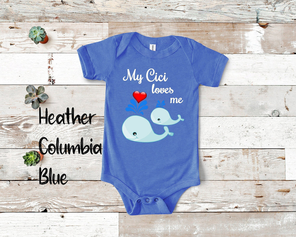 Cici Loves Me Cute Whale Baby Bodysuit, Tshirt or Toddler Shirt Special Grandmother Gift or Pregnancy Reveal Announcement