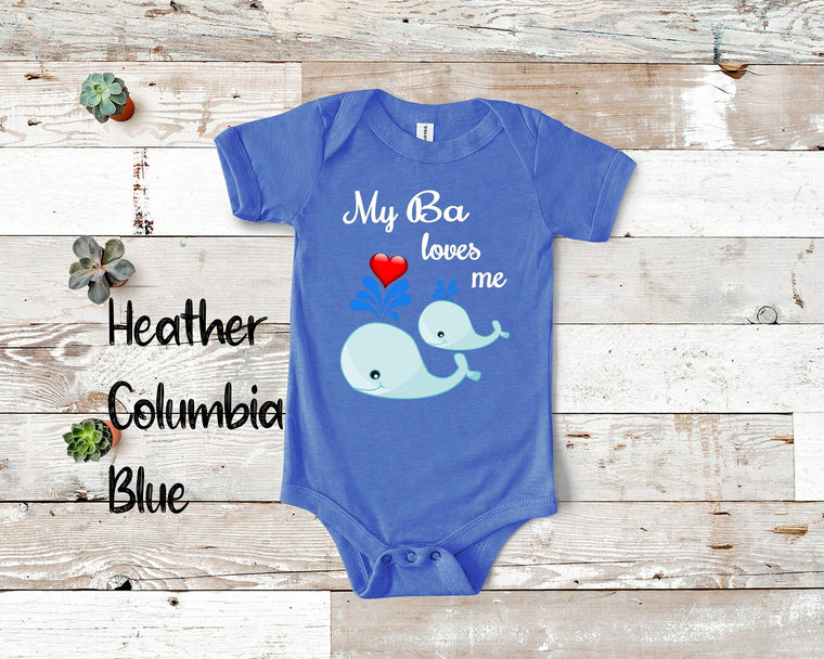 Ba Loves Me Cute Whale Baby Bodysuit, Tshirt or Toddler Shirt Vietnam Vietnamese Grandmother Gift or Pregnancy Reveal Announcement