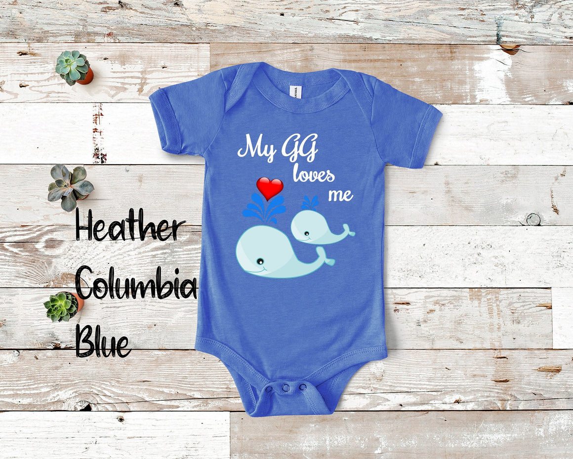 GG Loves Me Cute Whale Baby Bodysuit, Tshirt or Toddler Shirt Special Grandmother Gift or Pregnancy Reveal Announcement