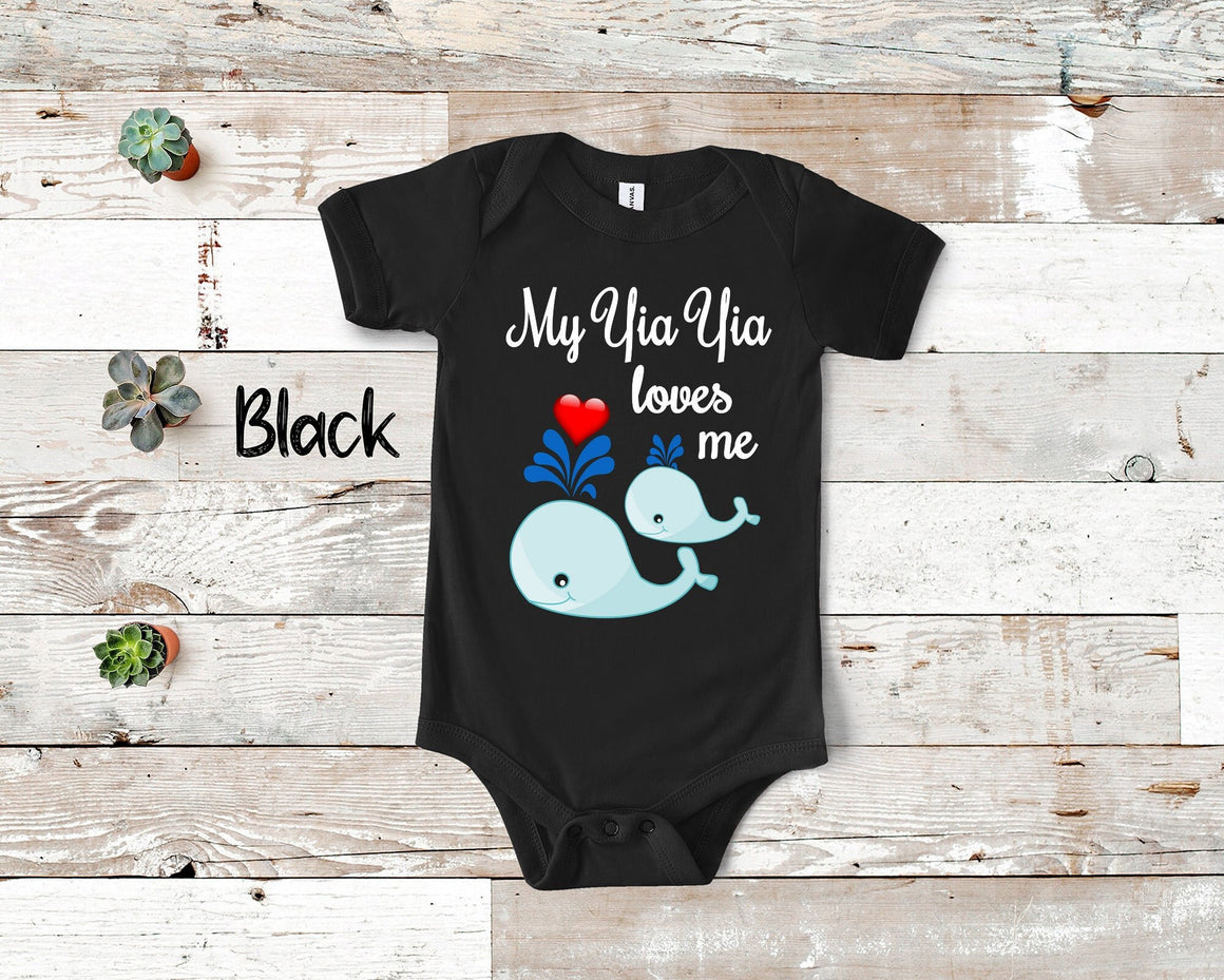 Yia Yia Loves Me Cute Whale Baby Bodysuit, Tshirt or Toddler Shirt Greece Greek Grandmother Gift or Pregnancy Reveal Announcement