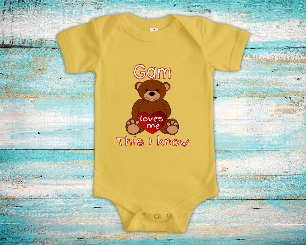 Gam Loves Me Cute Grandma Bear Baby Bodysuit, Tshirt or Toddler Shirt Special Grandmother Gift or Pregnancy Reveal Announcement