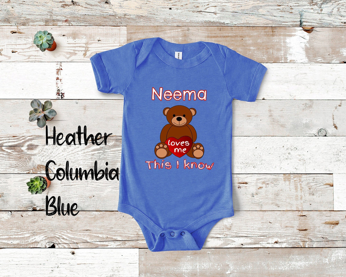 Neema Loves Me Cute Grandma Bear Baby Bodysuit, Tshirt or Toddler Shirt Special Grandmother Gift or Pregnancy Reveal Announcement