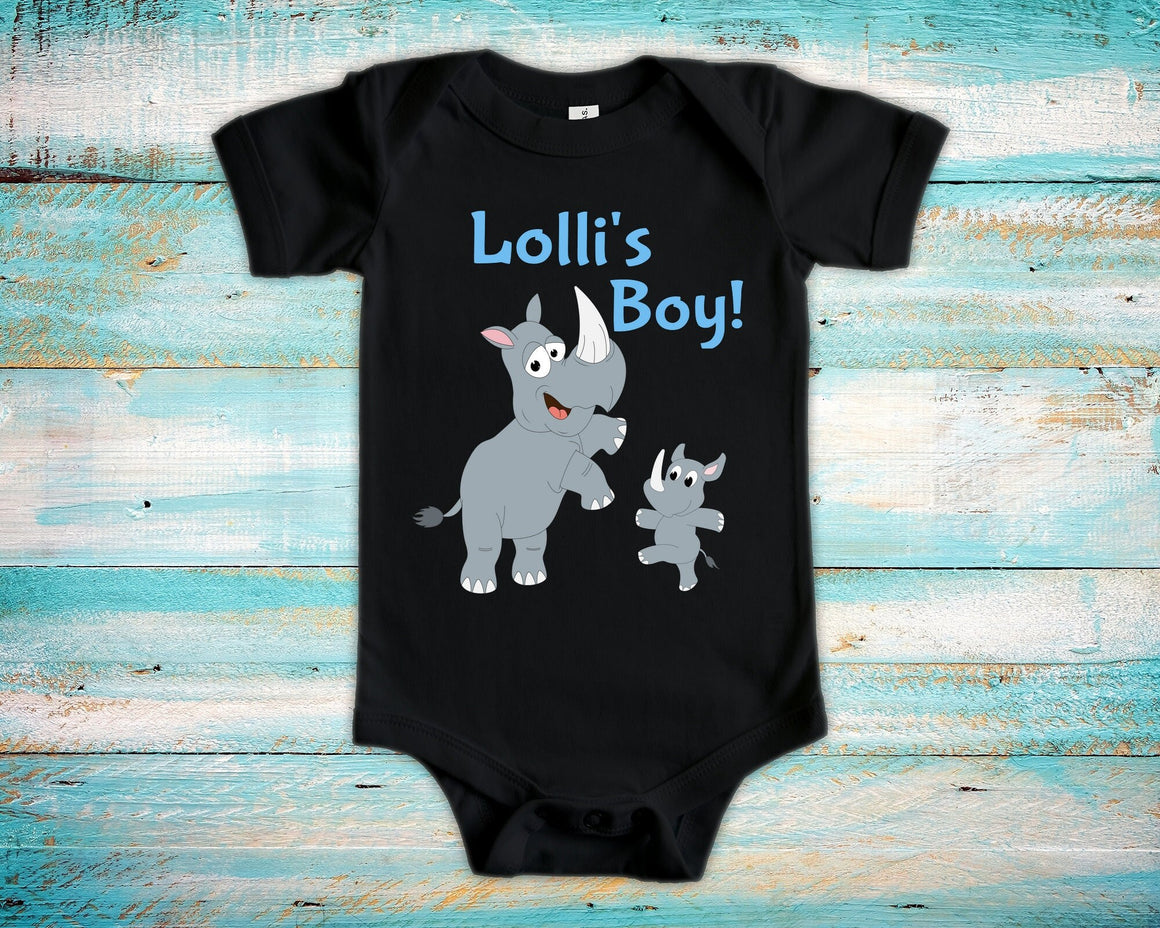 Lolli 's Boy Cute Rhino Baby Bodysuit, Tshirt or Toddler Shirt for Grandmother Grandma Grandson Gift