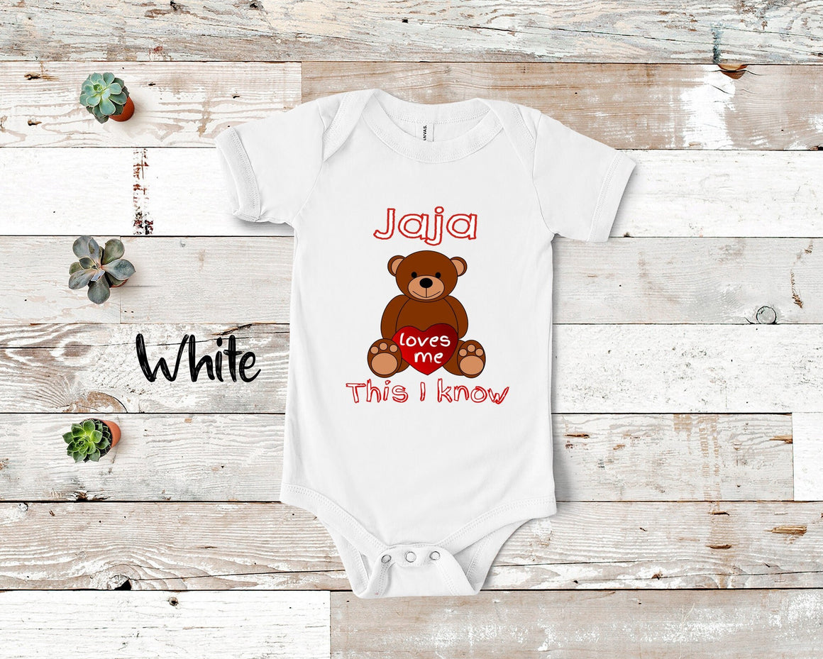 Jaja Loves Me Cute Grandma Bear Baby Bodysuit, Tshirt or Toddler Shirt Poland Polish Grandmother Gift or Pregnancy Reveal Announcement