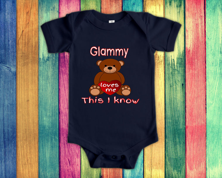 Glammy Loves Me Cute Grandma Bear Baby Bodysuit, Tshirt or Toddler Shirt Special Grandmother Gift or Pregnancy Reveal Announcement