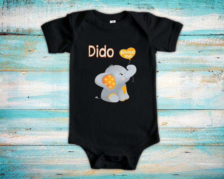 Dido Loves Me Cute Grandpa Name Elephant Baby Bodysuit, Tshirt or Toddler Shirt Ukrainian Grandfather Gift or Pregnancy Reveal Announcement