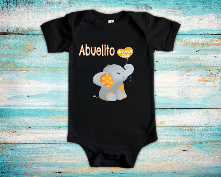 Abuelito Loves Me Cute Grandpa Name Elephant Baby Bodysuit,Tshirt or Toddler Shirt Spanish Grandfather Gift or Pregnancy Reveal Announcement