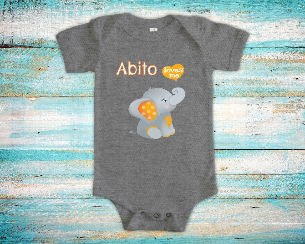 Abito Loves Me Cute Grandpa Name Elephant Baby Bodysuit,Tshirt or Toddler Shirt Italian Grandfather Gift or Pregnancy Reveal Announcement