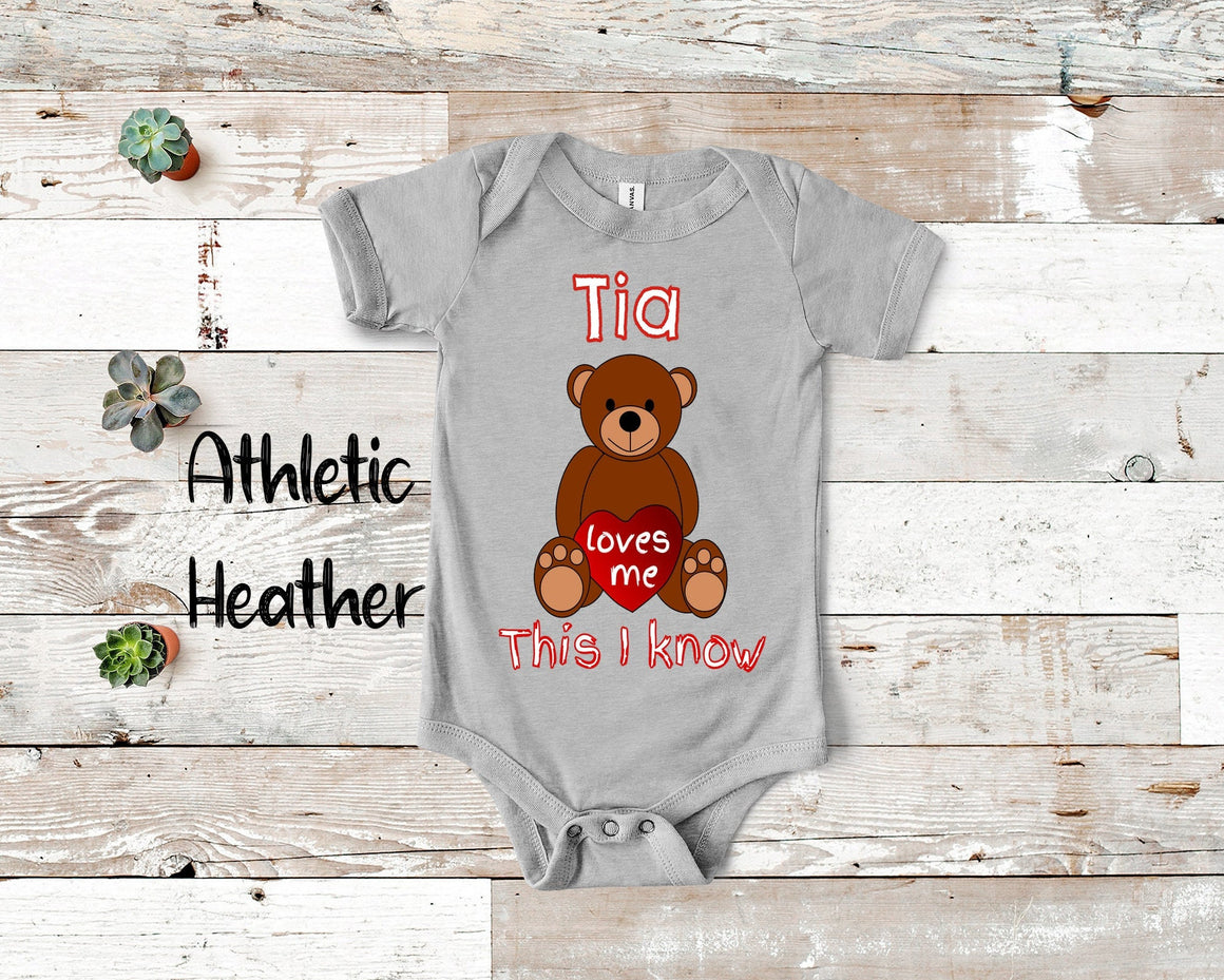 Tia Loves Me Cute Aunt Name Bear Baby Bodysuit, Tshirt or Toddler Shirt Mexican Spanish Aunt Gift or Pregnancy Reveal Announcement