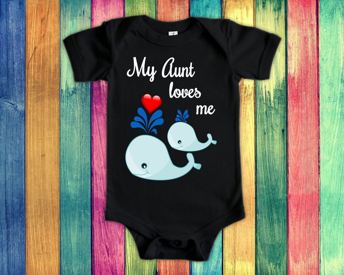 Aunt Loves Me Cute Name Whale Baby Bodysuit, Tshirt or Toddler Shirt Special Aunt Gift or Pregnancy Reveal Announcement