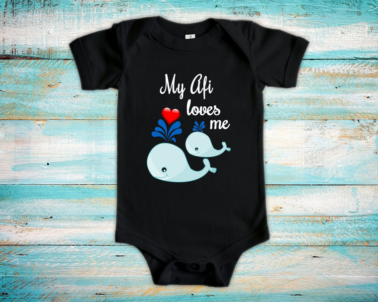 Afi Loves Me Cute Grandpa Name Whale Baby Bodysuit, Tshirt or Toddler Shirt Icelandic Nordic Grandfather Gift, Pregnancy Reveal Announcement