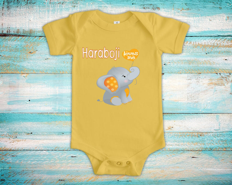 Haraboji Loves Me Cute Grandpa Name Elephant Baby Bodysuit, Tshirt or Toddler Shirt Korean Grandfather Gift or Pregnancy Reveal Announcement