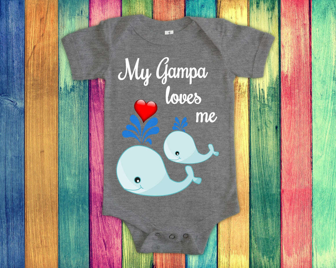 Gampa Loves Me Cute Grandpa Name Whale Baby Bodysuit, Tshirt or Toddler Shirt Special Grandfather Gift or Pregnancy Reveal Announcement