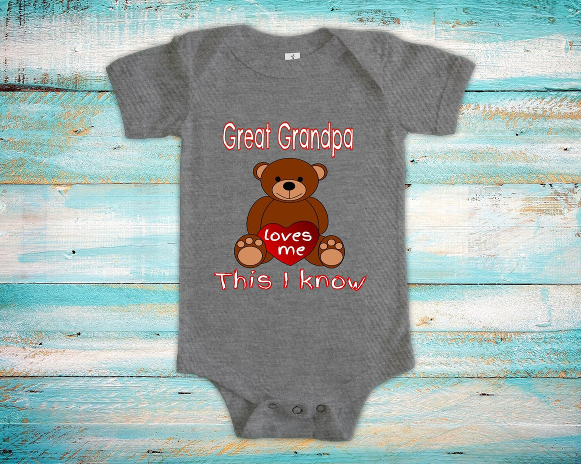 Great Grandpa Loves Me Cute Great Grandpa Name Bear Baby Bodysuit, Tshirt, Toddler Shirt Special Great Grandfather Gift or Pregnancy Reveal