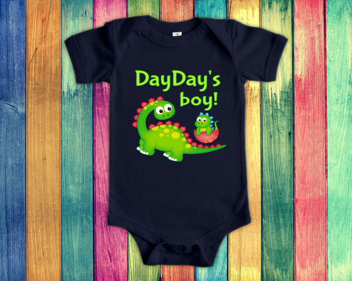 DayDay's Boy Cute Grandma Name Dinosaur Baby Bodysuit, Tshirt or Toddler Shirt for a Special Grandmother Gift or Pregnancy Announcement