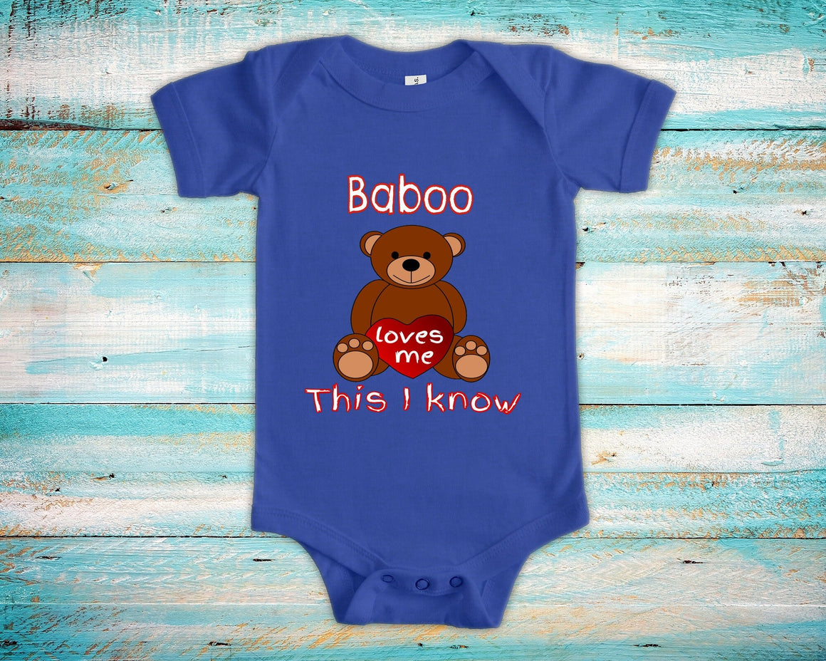 Baboo Loves Me Cute Grandpa Name Bear Baby Bodysuit, Tshirt or Toddler Shirt Special  Grandfather Gift or Pregnancy Reveal Announcement