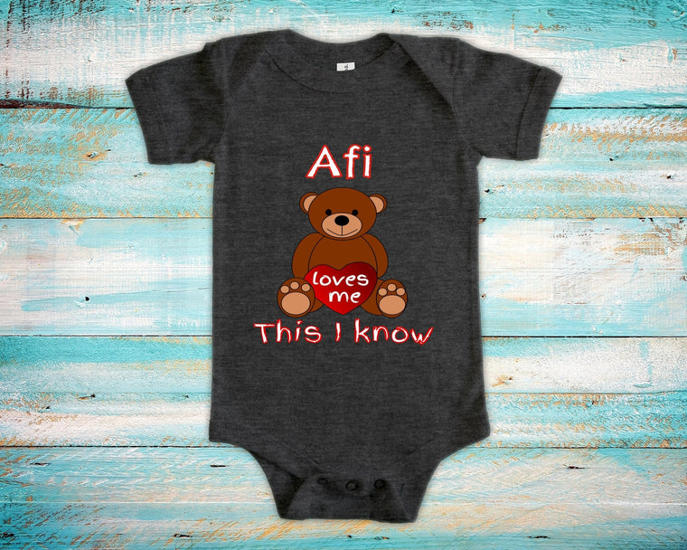 Afi Loves Me Grandpa Name Bear Baby Bodysuit, Tshirt or Toddler Shirt Icelandic Nordic Grandfather Gift or Pregnancy Reveal Announcement