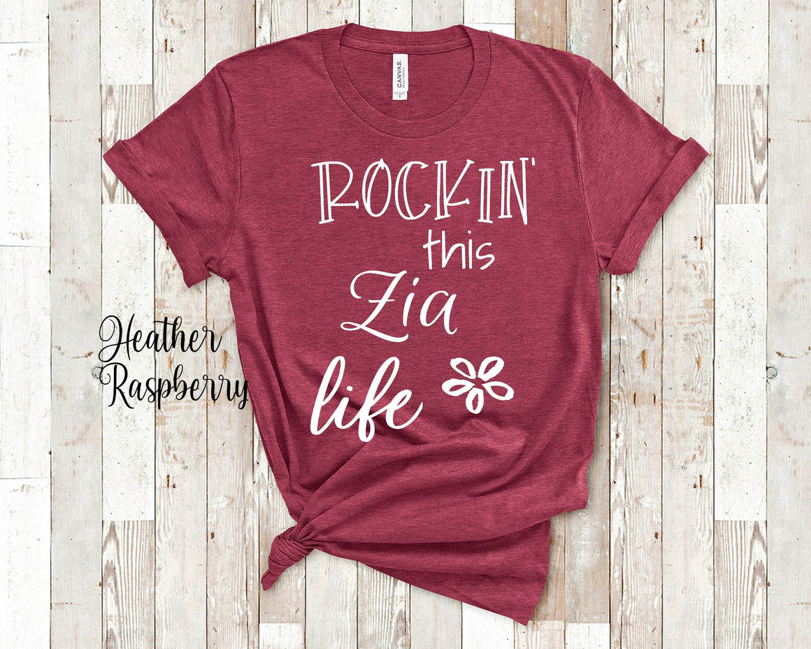 Rockin' This Zia Life Aunt Tshirt Italy Italian Gift Idea for Mother's Day, Birthday, Christmas or Pregnancy Reveal Announcement