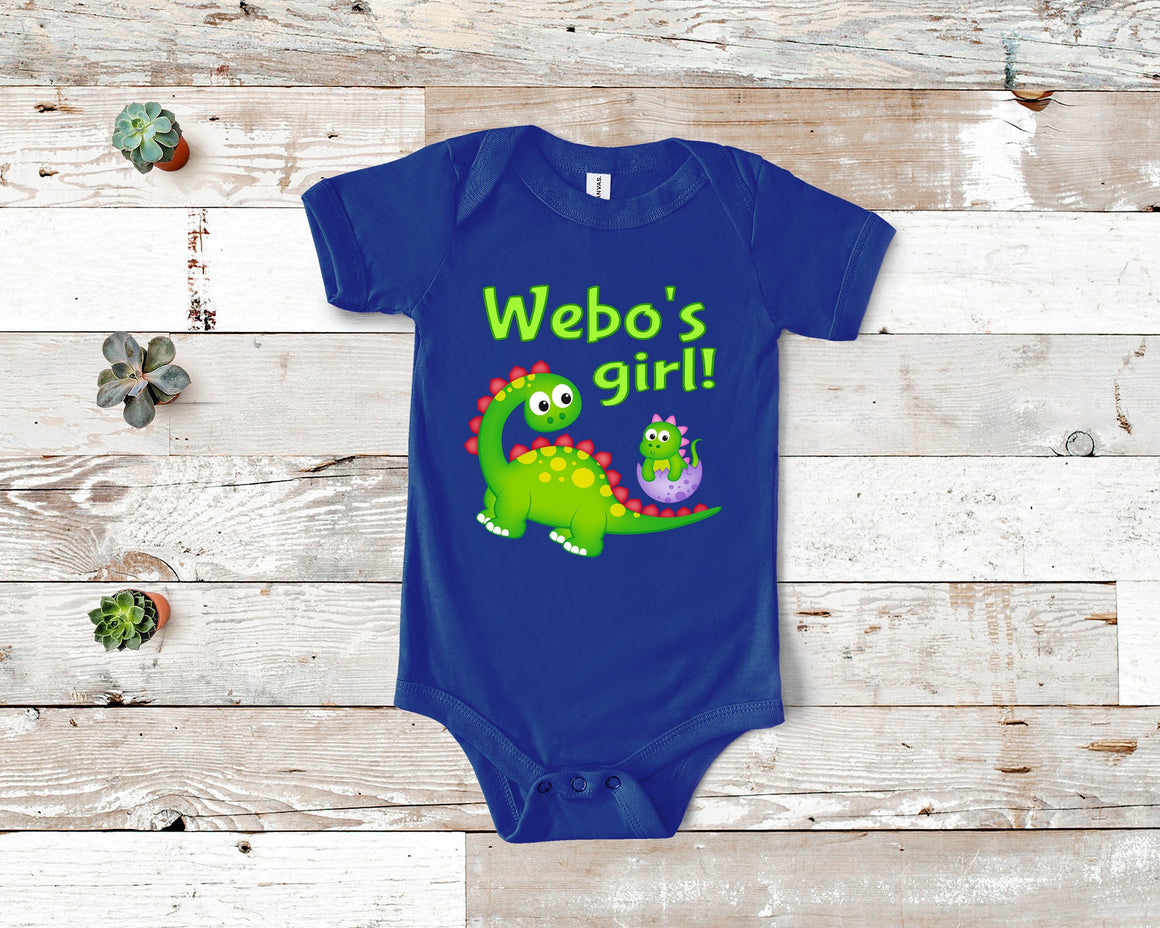 Webo's Girl Cute Grandpa Name Dinosaur Baby Bodysuit, Tshirt or Toddler Shirt for a Special Grandfather Gift or Pregnancy Announcement
