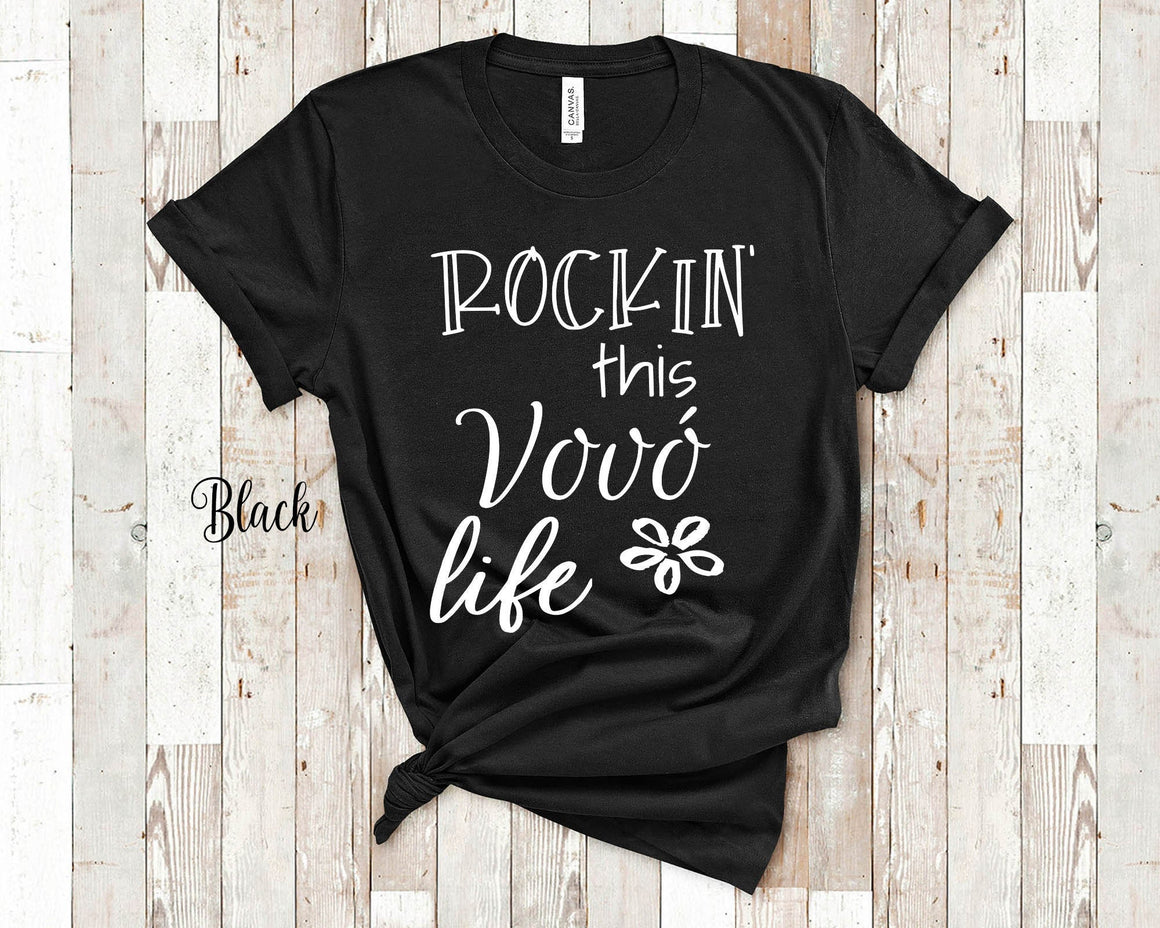 Rockin This Vovó Life Grandma Tshirt Portuguese Grandmother Gift Idea for Mother's Day, Birthday, Christmas or Pregnancy Reveal Announcement