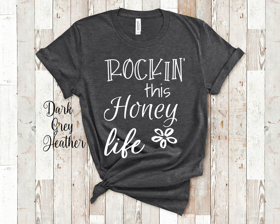 Rockin This Honey Life Grandma Tshirt Special Grandmother Gift Idea for Mother's Day, Birthday, Christmas or Pregnancy Reveal Announcement