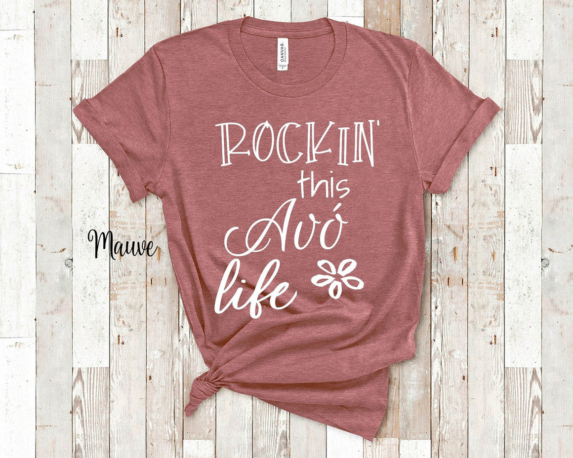 Rockin This Avó Life Grandma Tshirt Portuguese Grandmother Gift Idea for Mother's Day, Birthday, Christmas or Pregnancy Reveal Announcement