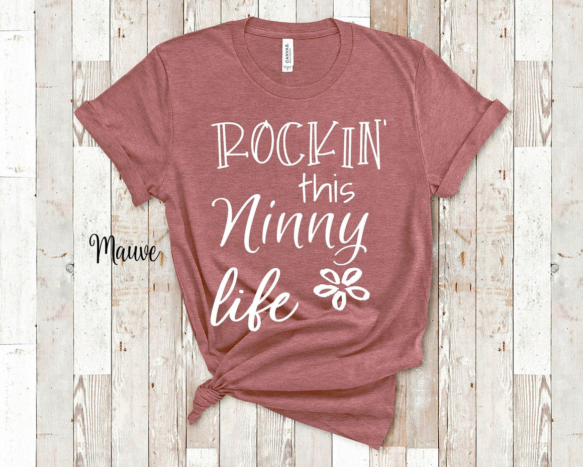 Rockin This Ninny Life Grandma Tshirt Special Grandmother Gift Idea for Mother's Day, Birthday, Christmas or Pregnancy Reveal Announcement