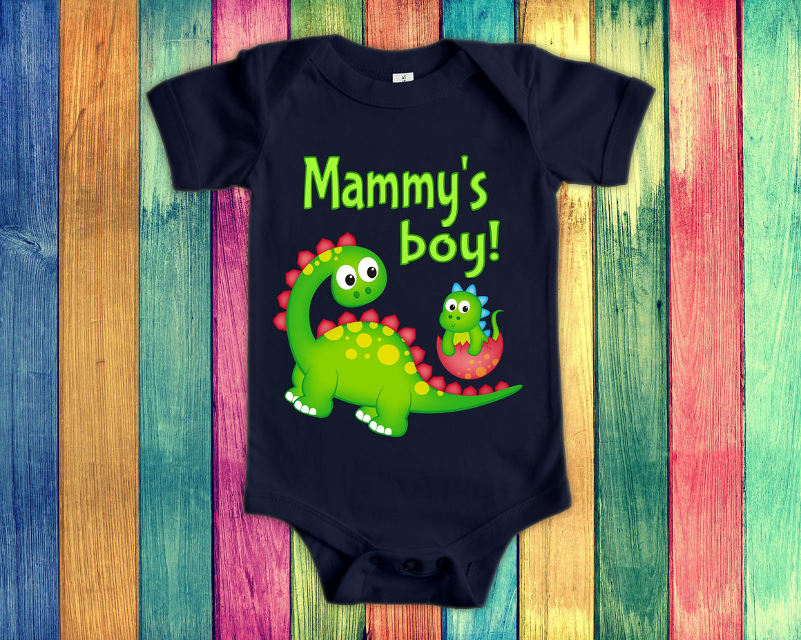 Mammy's Boy Cute Grandma Name Dinosaur Baby Bodysuit, Tshirt or Toddler Shirt for a Special Grandmother Gift or Pregnancy Announcement