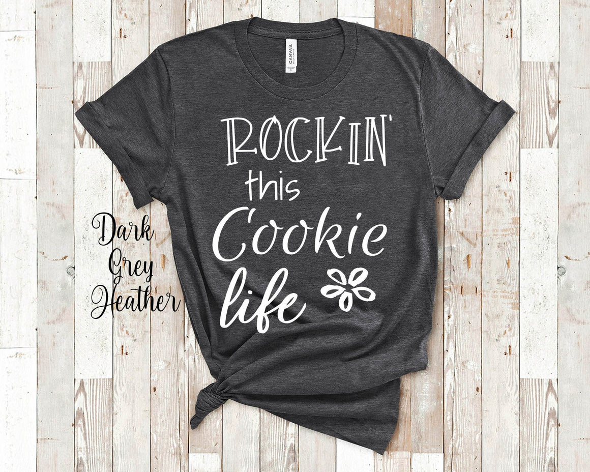 Rockin This Cookie Life Grandma Tshirt Special Grandmother Gift Idea for Mother's Day, Birthday, Christmas or Pregnancy Reveal Announcement