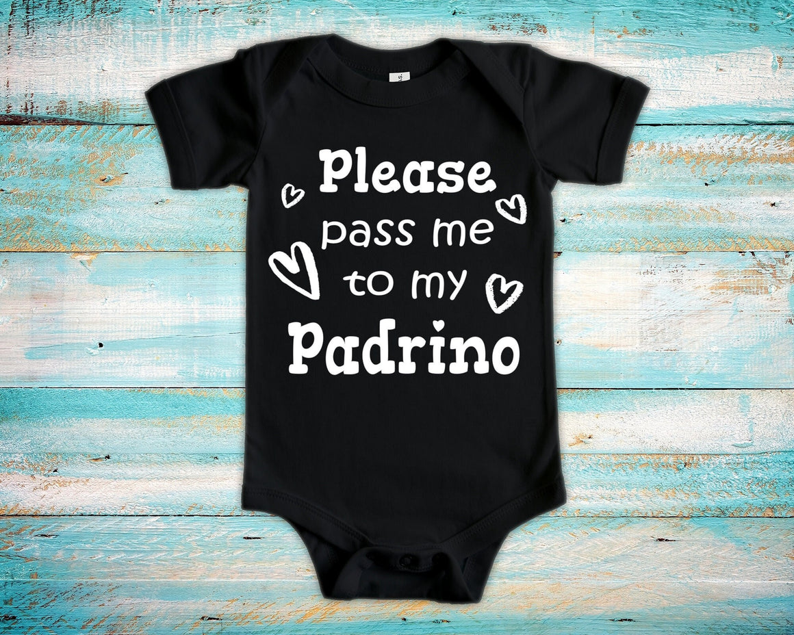 Pass Me To Padrino Cute Baby Bodysuit, Tshirt or Toddler Shirt Spain Spanish Godfather Gift or Pregnancy Announcement