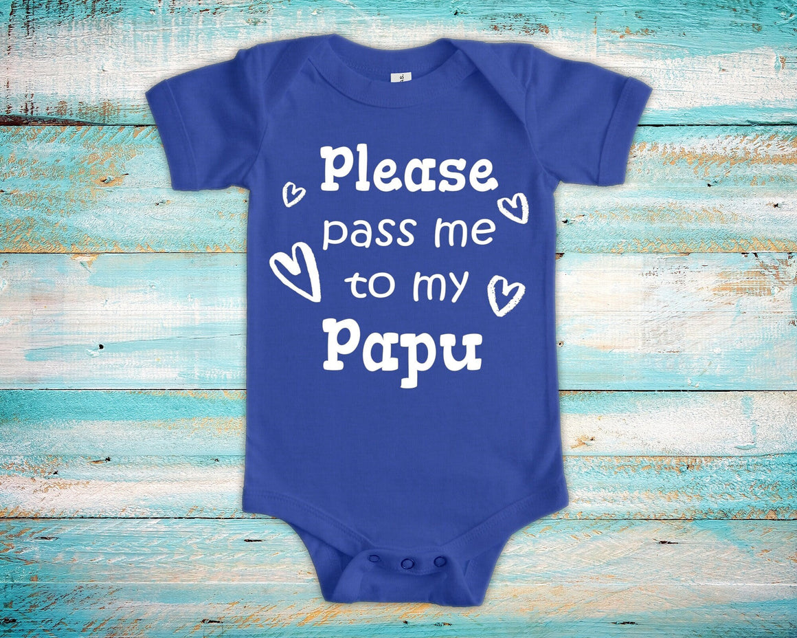 Pass Me To Papu Cute Grandpa Baby Bodysuit, Tshirt or Toddler Shirt Greece Greek Grandfather Gift or Pregnancy Announcement