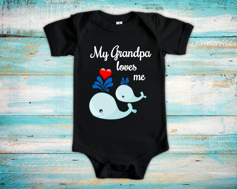 Grandpa Loves Me Cute Whale Baby Bodysuit Unique Grandfather Gift for Granddaughter or Grandson or Pregnancy Announcement