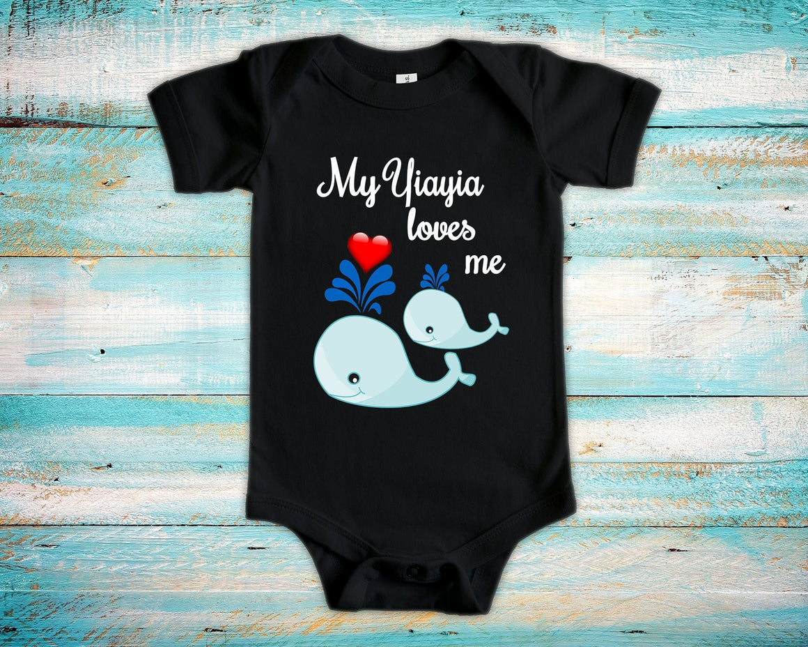 Yiayia Loves Me Cute Grandma Name Whale Baby Bodysuit Unique Grandmother Gift for Granddaughter or Grandson or Pregnancy Announcement