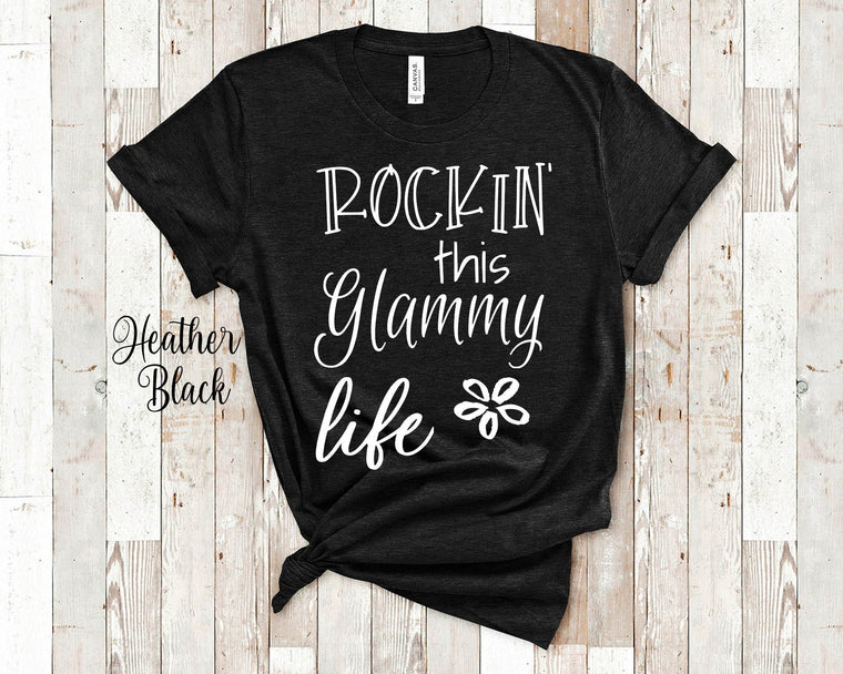 Rockin This Glammy Life Grandma Tshirt Special Grandmother Gift Idea for Mother's Day, Birthday, Christmas or Pregnancy Reveal Announcement