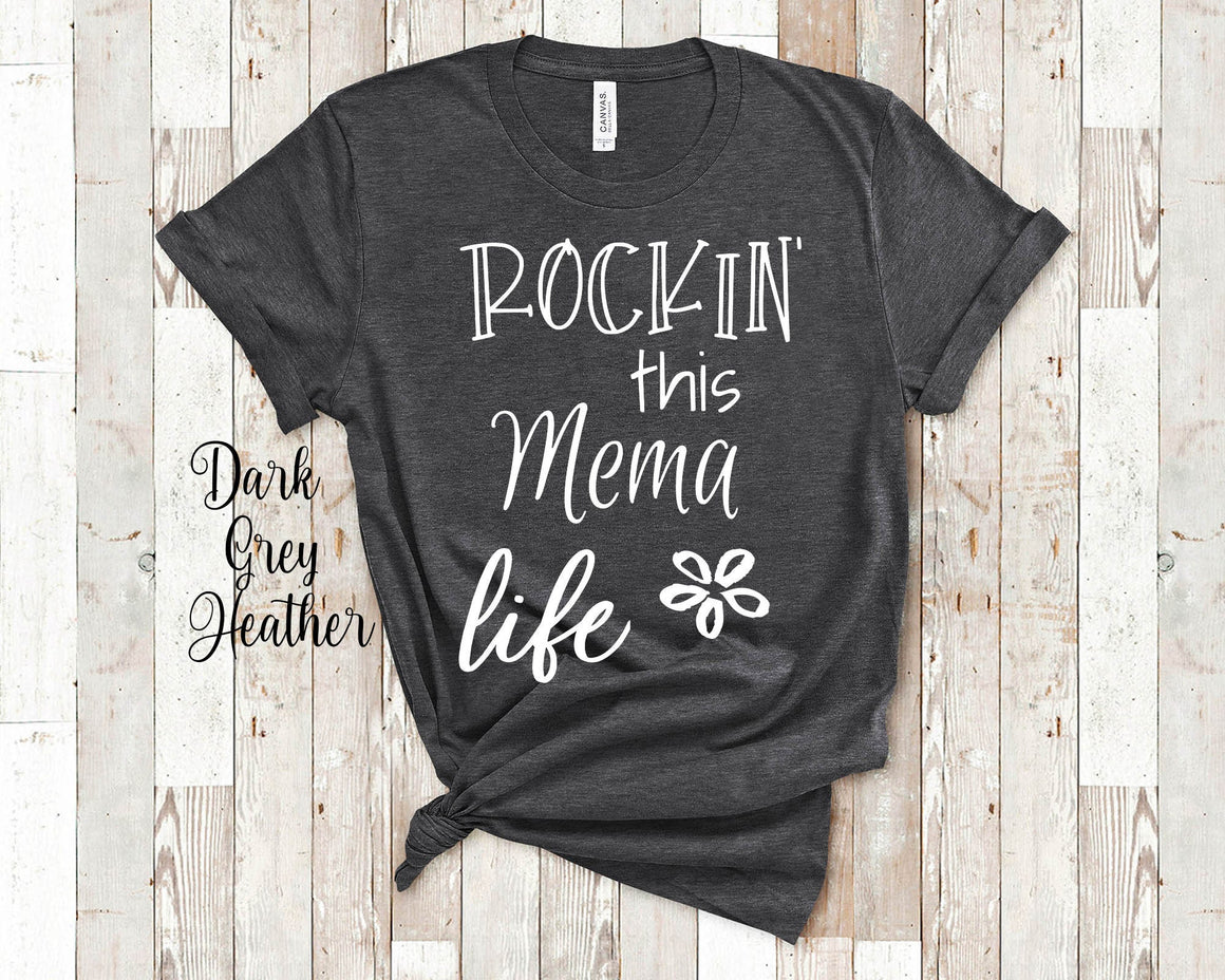 Rockin This Mema Life Grandma Tshirt Special Grandmother Gift Idea for Mother's Day, Birthday, Christmas or Pregnancy Reveal Announcement