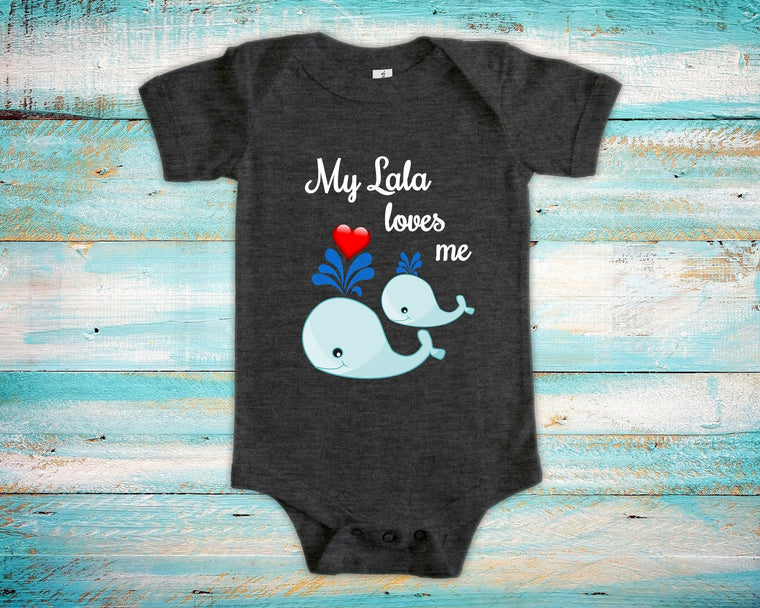 Lala Loves Me Cute Grandma Name Whale Baby Bodysuit Unique Grandmother Gift for Granddaughter or Grandson or Pregnancy Announcement