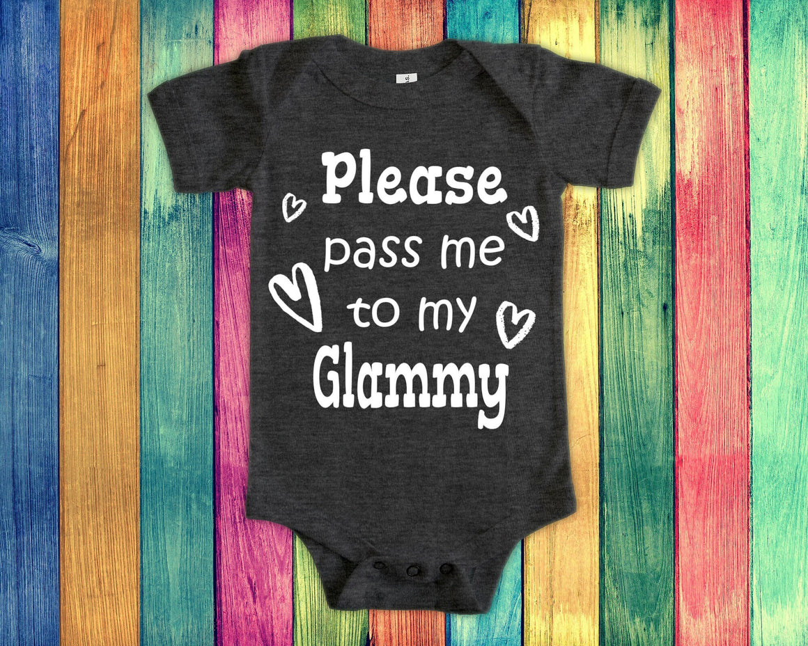 Pass Me To Glammy Cute Grandma Baby Bodysuit, Tshirt or Toddler Shirt Special Grandmother Gift or Pregnancy Announcement