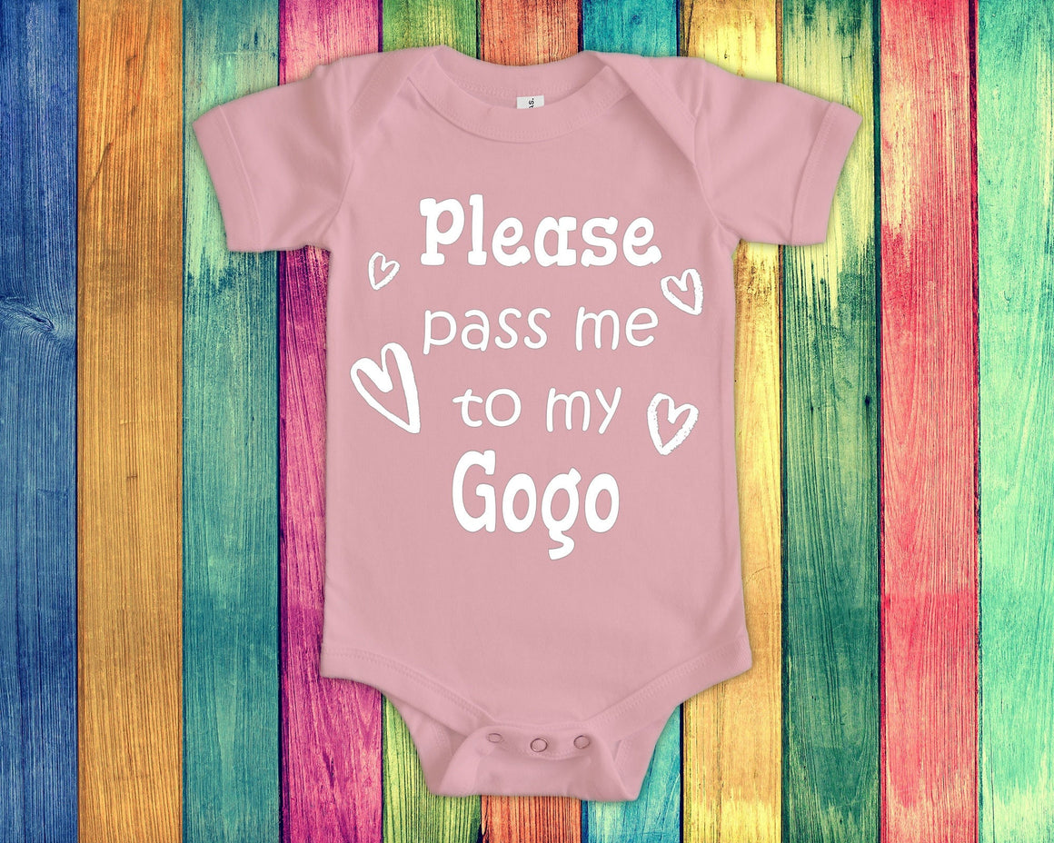 Pass Me To Gogo Cute Grandma Baby Bodysuit, Tshirt or Toddler Shirt South African Zulu Grandmother Gift or Pregnancy Announcement