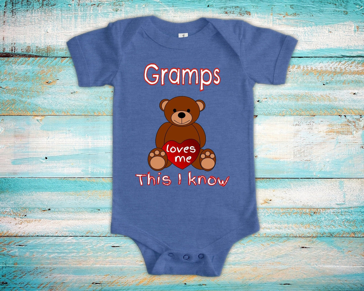 Gramps Loves Me Cute Grandpa Name Baby  Bodysuit Unique Grandfather Gift to Granddaughter or Grandson - Can Be Custom Personalized
