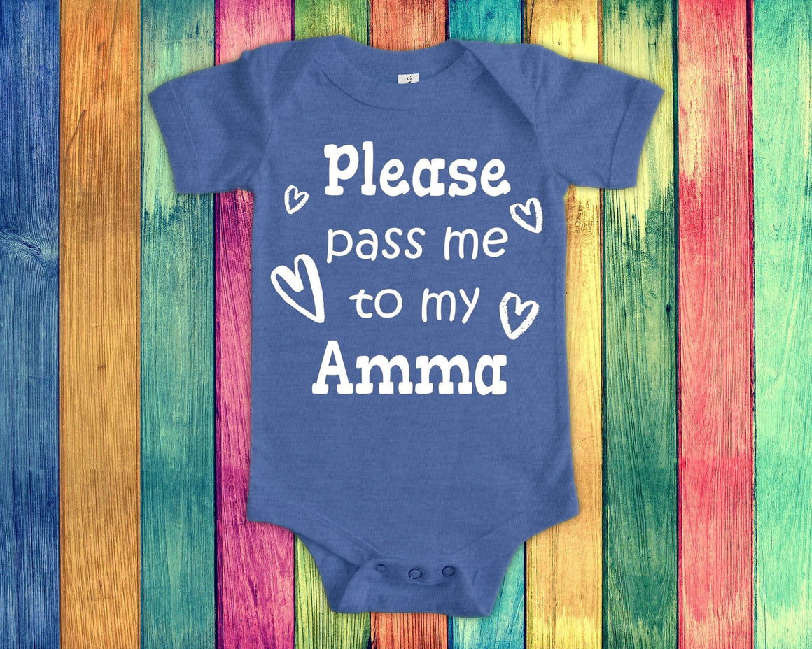 Pass Me To Amma Cute Grandma Baby Bodysuit, Tshirt or Toddler Shirt Iceland Icelandic Grandmother Gift or Pregnancy Announcement