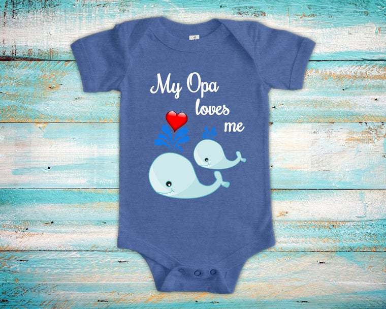 Opa Loves Me Grandpa Name Whale Baby Bodysuit Unique German Grandfather Gift Ideas for Pregnancy Announcement of Granddaughter or Grandson