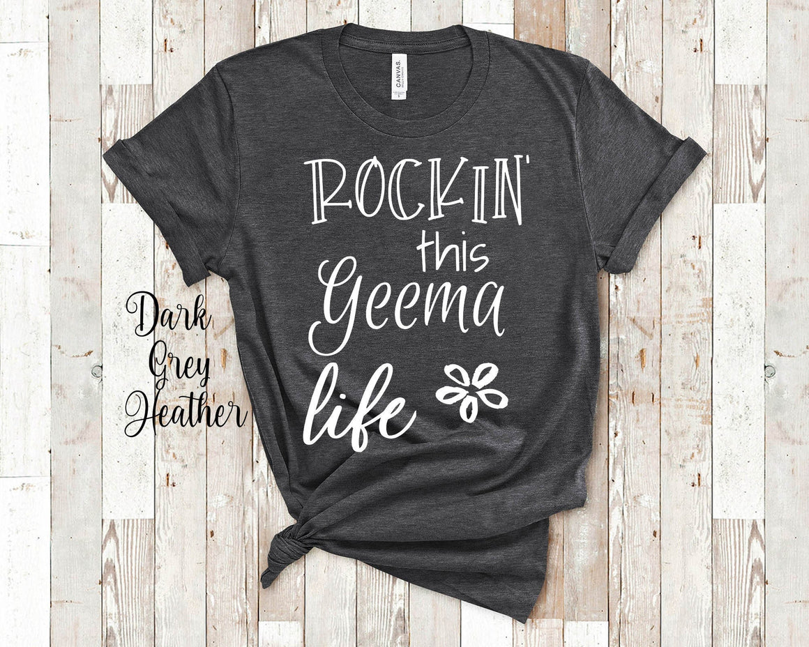 Rockin This Geema Life Grandma Tshirt Special Grandmother Gift Idea for Mother's Day, Birthday, Christmas or Pregnancy Reveal Announcement