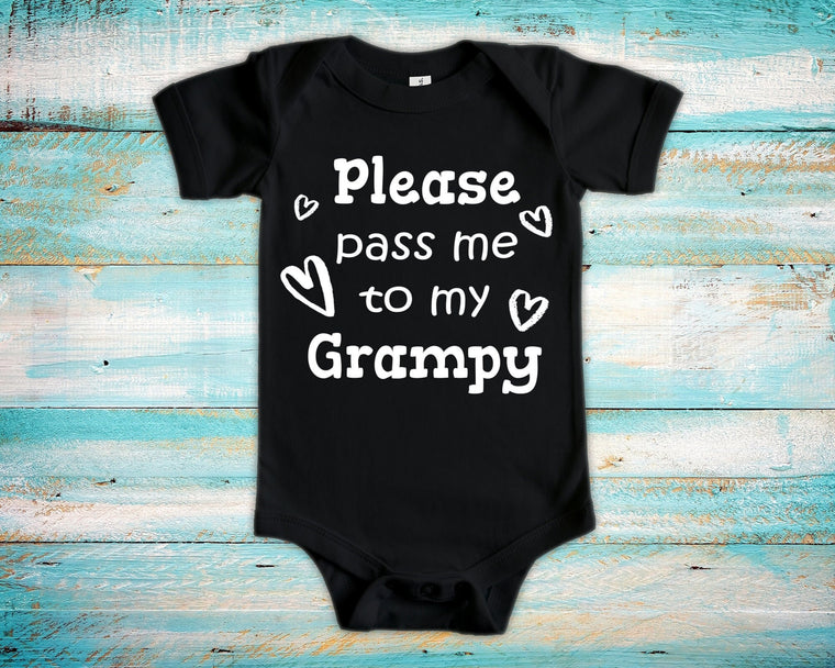 Pass Me To Grampy Cute Grandpa Baby Bodysuit, Tshirt or Toddler Shirt Special Grandfather Gift or Pregnancy Announcement