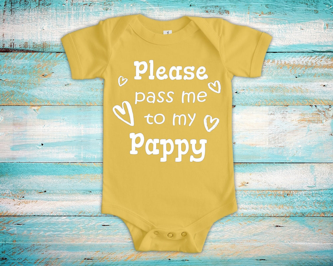 Pass Me To Pappy Cute Grandpa Baby Bodysuit, Tshirt or Toddler Shirt Special Grandfather Gift or Pregnancy Announcement