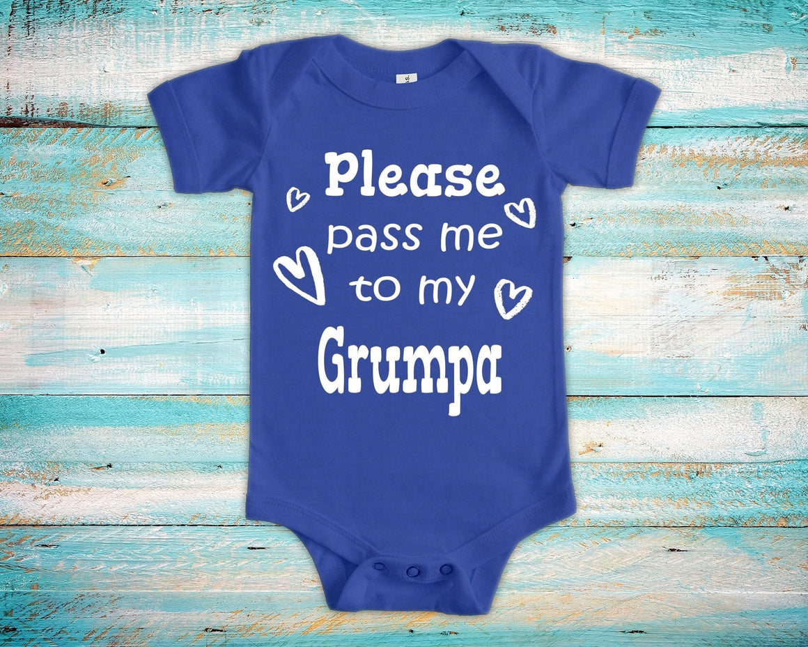 Pass Me To Grumpa Cute Grandpa Baby Bodysuit, Tshirt or Toddler Shirt Special Grandfather Gift or Pregnancy Announcement