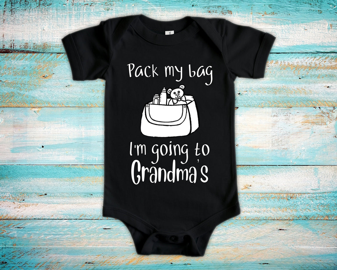 Pack My Bag I'm Going To Grandma's Cute Baby Bodysuit with Grandparent Name - Can Personalize with any Grandmother or Grandfather Names
